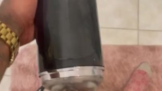 Masturbating BBC using fleshlight