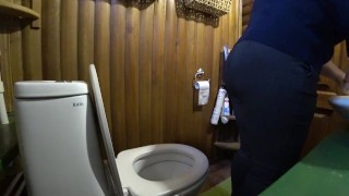 Pissing in the toilet Mature BBW MILF.