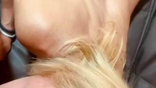 Horny housewife, Spanish Milf ,wearing a new vibrator, controlled by her husband, and Blowjob