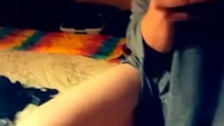 Standing watching myself rub my wet pussy until I have an intense orgasm 