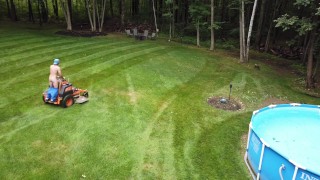 Naked Landscaper - Mowing the backyard nude