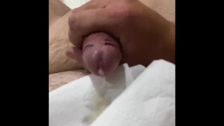 Solo masturbation with slo-mo cock draining