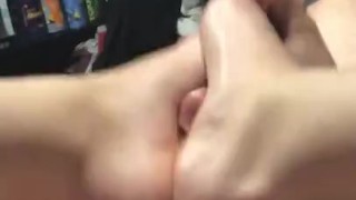 Twink gives amazing foot job (only fans thustin69)