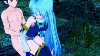 Aqua Konasuba BLOWJOB and DOGGY in cave (3d Hentai)