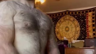 HAIRY GUY WITH THICK COCK JERKS OFF
