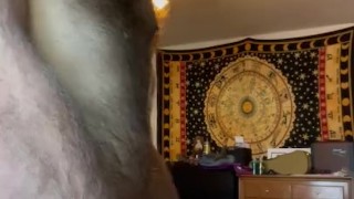 HAIRY GUY WITH THICK COCK JERKS OFF