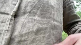 Nipplegasm in a forest