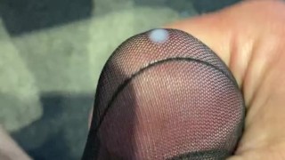 Wanking in my wife's VS mesh thong and cumming over the carpet