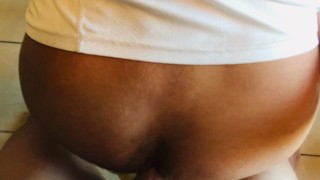 Post Run chair fuck & creampie