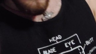 Sexy bear dad has a quickie while the family is right upstairs! Almost got caught ;)