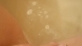 Washing and playing with baby's pussy 
