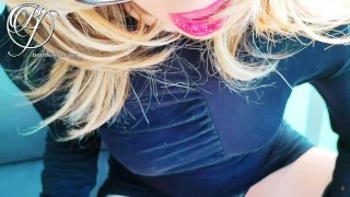 Hotwife in lingerie blows date in front of his cuck husband in high heels