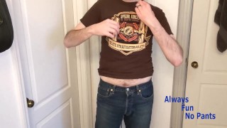 Stripping after a long day at work caged and plugged