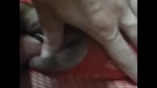 Fucking my red hot ass stocking