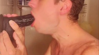 Training my slut mouth for big cock. Want to replace the dildo?
