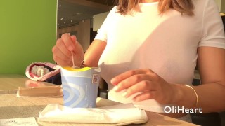 Girl flashing boobs at Mcdonalds
