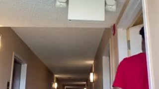 NakedTy in the hotel hallway!!!! BBC masturbation Cumshot