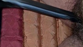 Fucking a coat hanger with cum 