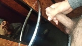 Juicy cock ejaculates in the PUBLIC ELEVATOR of the community of NEIGHBORS