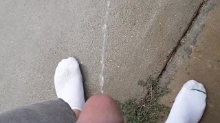 Pissing outsude in a summer shower