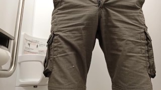 pee and masturbation in a public toilet