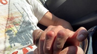 Japanese kinky guy's show time! Jerk off in the car from midday!