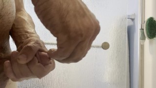 Using 8mm beaded sound on big white cock