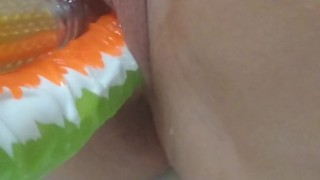 Double penetration with my largest dildo
