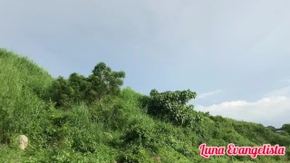 Outdoor and Nature Jerk Off By Hot Asian Trans Girl With Massive Dick and Splashing Cum At The End