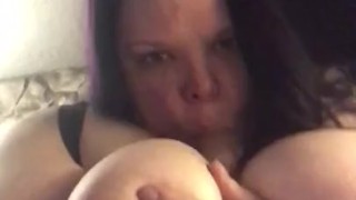 Sucking, spitting on and fucking my titties with my toy -VivianDimondBBW 