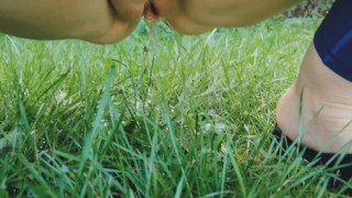 Hot Pissy Milf public piss in the morning dew