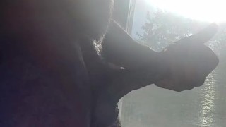Jacking off n the window while people walk pass