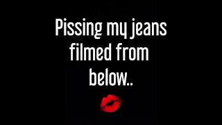 ⭐ Naughty Girl Pisses Her Tight Jeans - View From Below!!