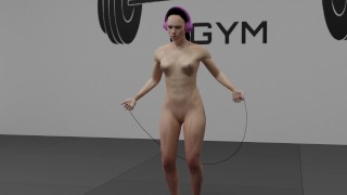Skipping naked in the gym 3D