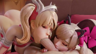 Mercy (Pink Skin) & D.Va (Black Cat Skin) Animation 1 (By Arhoangel) [Overwatch]