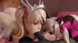 Mercy (Pink Skin) & D.Va (Black Cat Skin) Animation 1 [Unofficial Black Edit]