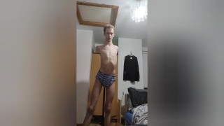 Very skinny british teen shows off his incredible skinny body while inhaling air and changing panths