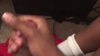 Bbc teen jerks his big black dick until cumshot