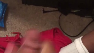 Bbc teen jerks his big black dick until cumshot