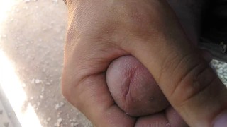 Delicious pumping out cum during workhours