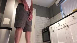 Quick wank in kitchen 