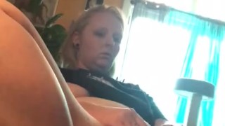 Playing with my pussy and big titties