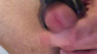 MASSAGE GUN meets my UNCUT COCK HEAD ** BALL WEIGHTS ON **