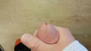 2 straight husbands sneak out party and one is masturbating the other to huge cumshot 