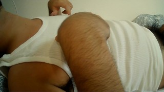 A straight Japanese guy scratching and pulling his nipples and reaching orgasm with shaking