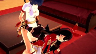 FUTA AMBER AND XIANGLING DOGGYSTYLE AND BLOWJOB GENSHIN IMPACT (3D HENTAI)