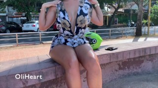SHOWING BOOBS at the street