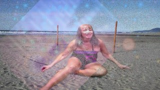 wearing a swimsuit on the beach