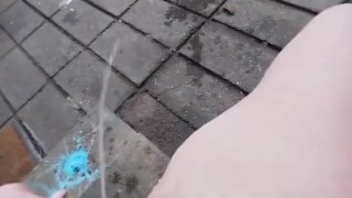 SQUIRT-A-THON: Outdoor Long Distance Squirt Off Stairs