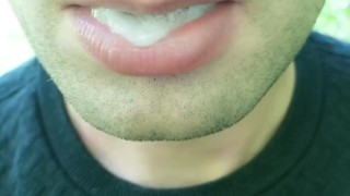 Showing cum load in mouth and swallowing - Solo cum play after getting cum in mouth